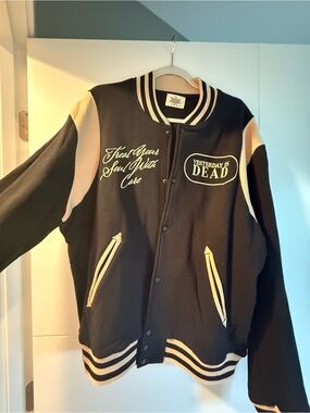 Black & Cream 'Yesterday Is Dead' Varsity Jacket